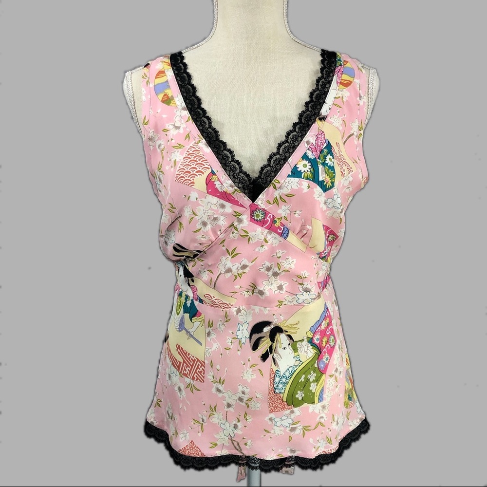 Lucy Love Pink Print Tie Back Top